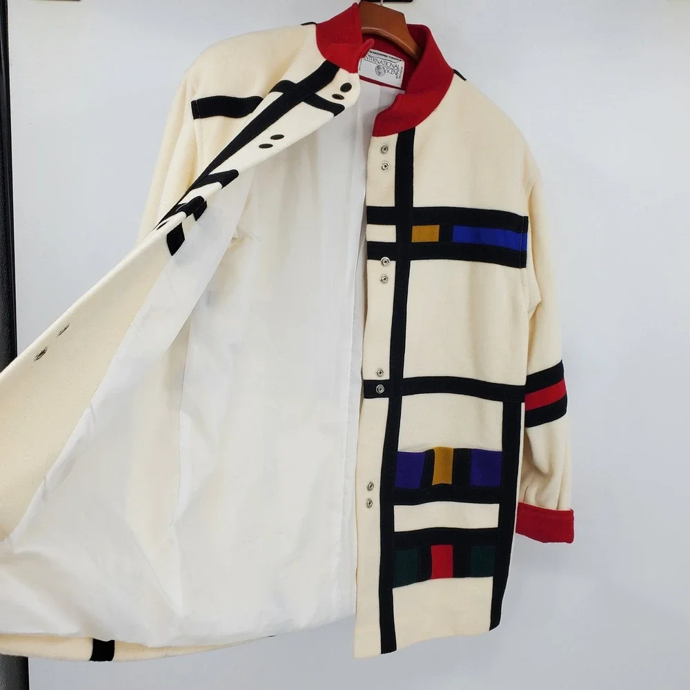 International Scene Vintage Mondrian Style Wool Jacket Colorblock Rainbow 12